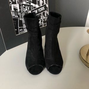 Black Suede Open Toe Ankle Booties